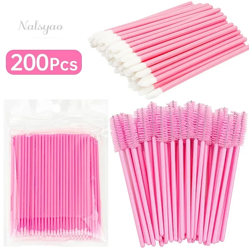 200pcs Eyelash Extension Removal Brush Micro Wand Disposable Applicator for Lash Adhesive Cleanup