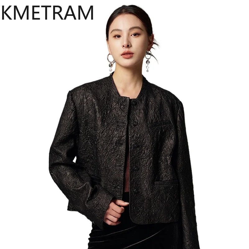 100% First Layer Sheepskin Jacket Women Genuine Leather Short Jackets Handmade Wrinkled Coat Spring Women Clothing 2025 кожанка