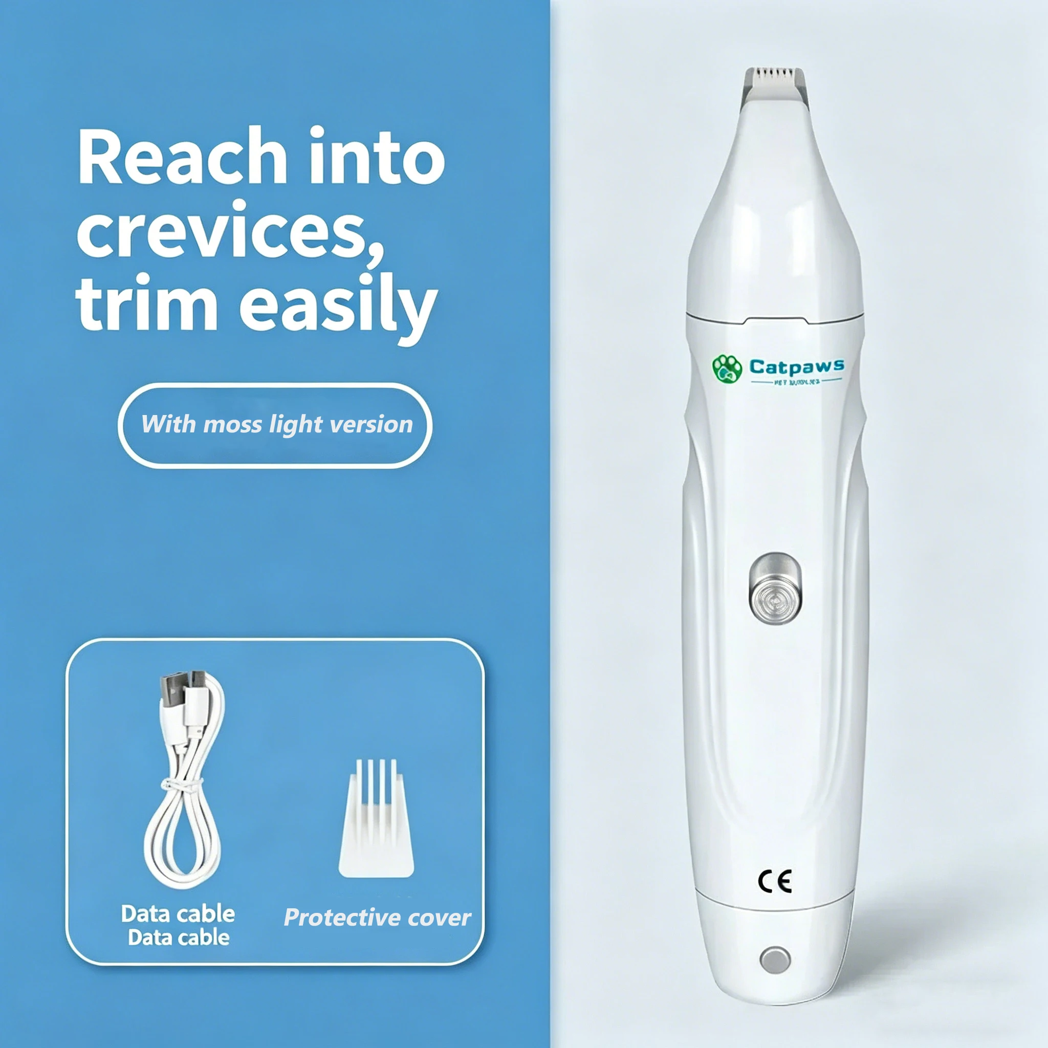 

Rechargeable Pet Hair Trimmer With Cat Ringworm Detection Light Low Noise Electric Grooming Clipper Cordless Shaver For Cat Dog