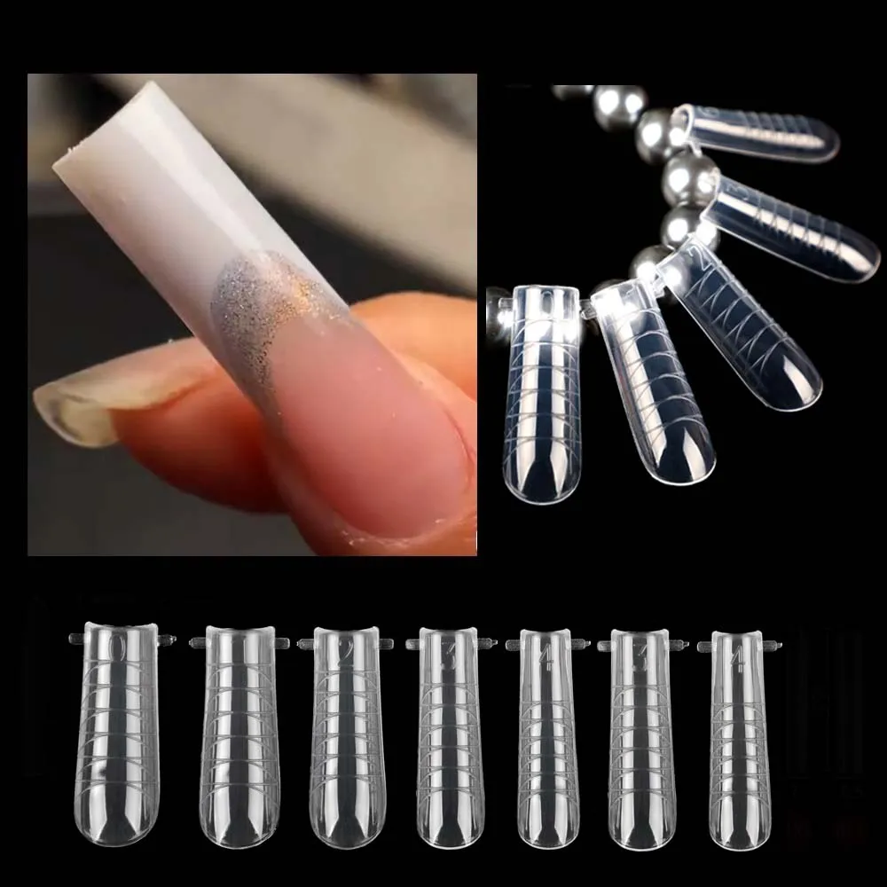 60Pcs Dual Forms Extension Tips Mould Quick Buliding False Nails Full Cover Long Sqaure Acrylic Nail Forms Diy Art Manicure Tool