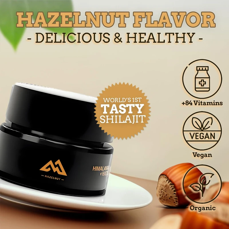 Hazelnut Flavor Organic Pure Shilajit Vitamin C Supplement Energy and Focus Overall Health Supplement 30g