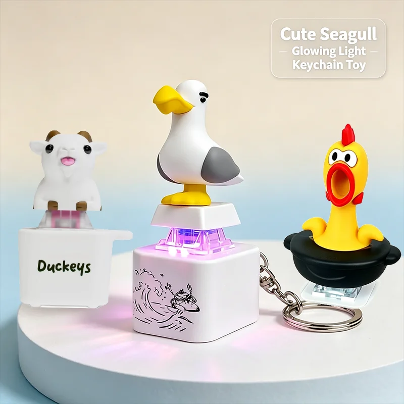Seagull Mine Clicker Keychain with LED Light & Sound Portable Fidget Toy Durable Stress Relief Button for School Office