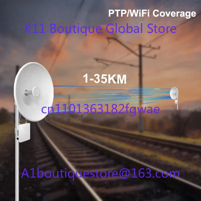 30-35Km KuWFi 5.8G 900Mbps IPv6 Point to Multipoint Remote IP67 Outdoor Waterproof Industrial Wireless Bridge