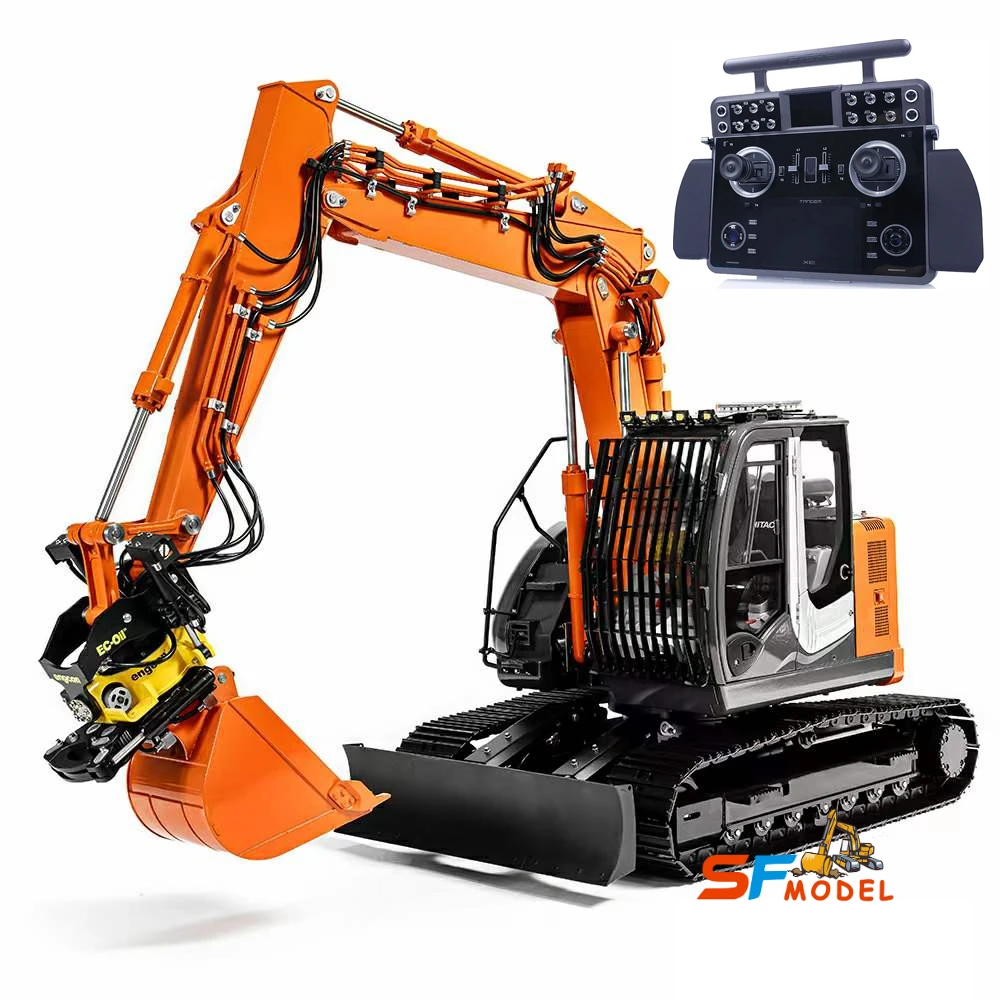 Excavadora hidráulica ZX135 RC 1/14, brazo de tres secciones, RTR, pequeña, de cola corta, modelo de Metal, Radio, coche de juguete