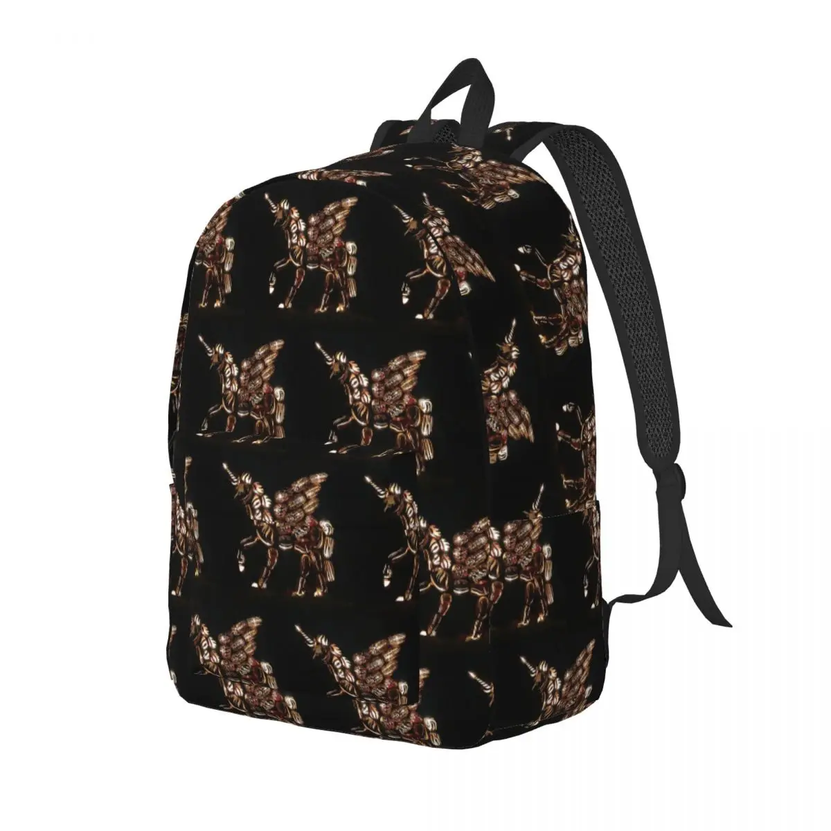 Glowing Pumpkin Unicorn Pegasus Backpack Daypack Large Capacity Children BookBag School Bag Shoulder Bags for Men Women