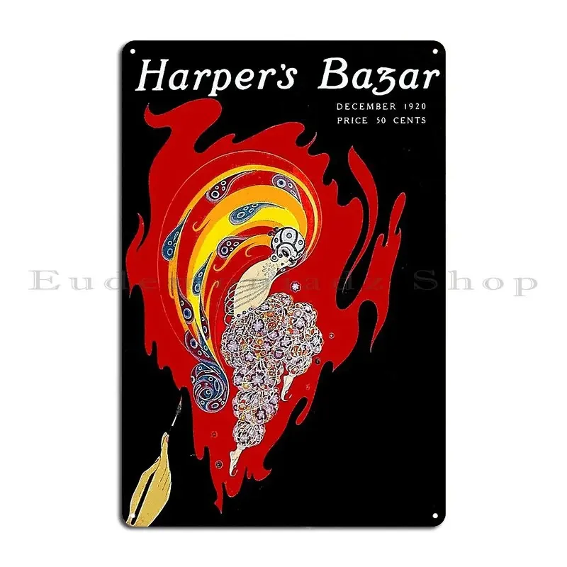 Harpers Bazar Vintage 1920 Psychedelic Flapper Advertising Print Metal Plaque Poster Club Bar Cave Designing Tin Sign Poster