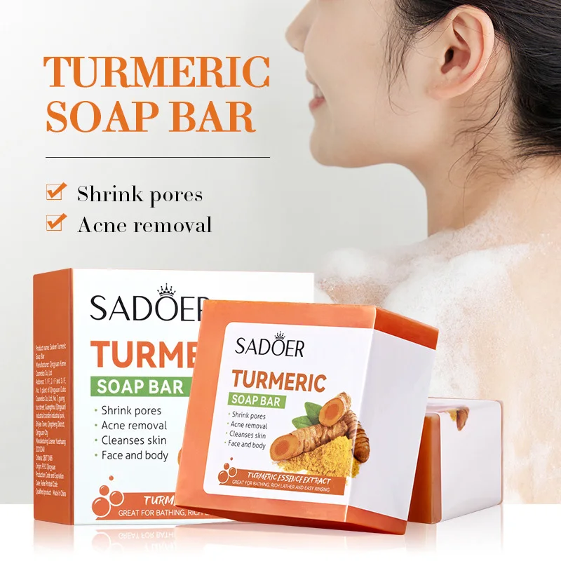 

Turmeric Soap Bar Shrink Pores Ance Removal Deep Cleaning Skin Moisturizing Hand Make Bath Soap Body Care