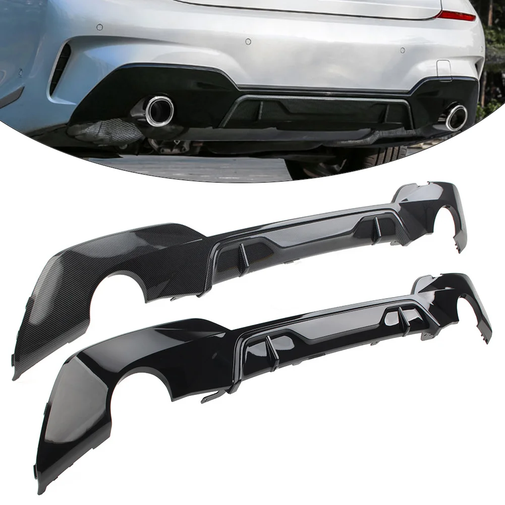 1pc Car Rear Bumper Diffuser Lip Cover Trim For BMW 3 Series G20 G21 G28 M-Sport Models With Single Round Tips ONLY 2019