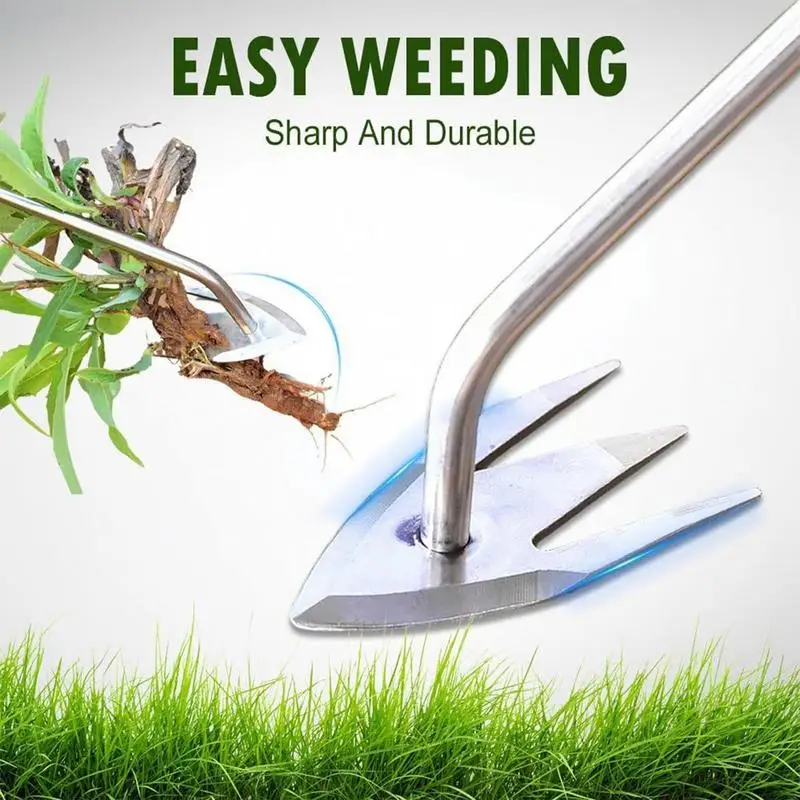 

Heavy Duty 3 Teeth Picker Grass Removal Weeder Puller Tool with Ergonomic Handle for Vegetable Farm Backyard Flower Lawn Yard