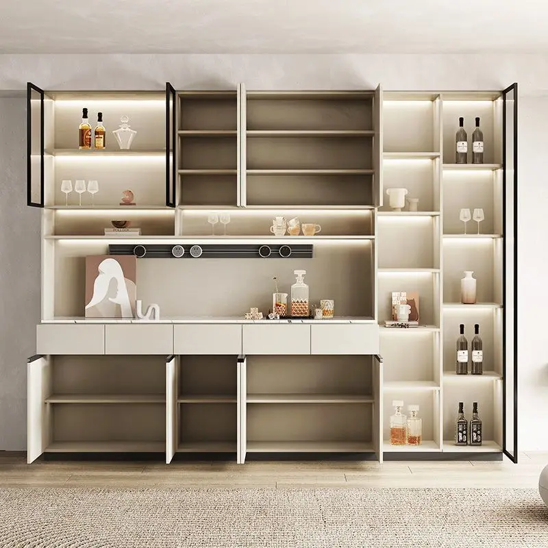 Modern Design Glass Door Living Room Sideboards Cabinet Storage Table Dining Room Wooden Marble Top Buffet Sideboard Cabinet