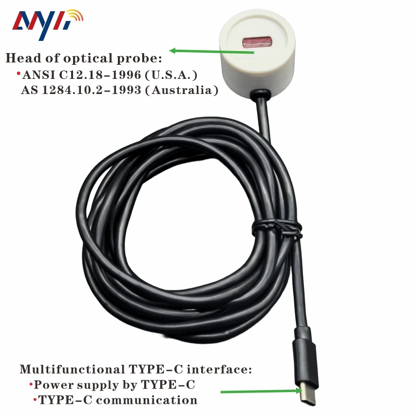 FT232 Male Type-C USB Infrared Optical Head ANSI C12.18 Type-2 for Round Meter Readout