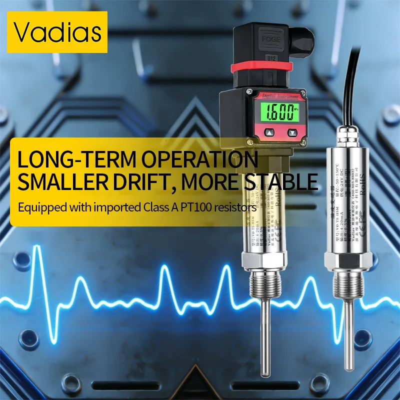 LCD PT100 Temperature Sensor -50~ 200℃/0-100℃ 4-20mA 0-10V 0-5V RS485 G1/4 PT100 Temperature Signal Converter Transmitter