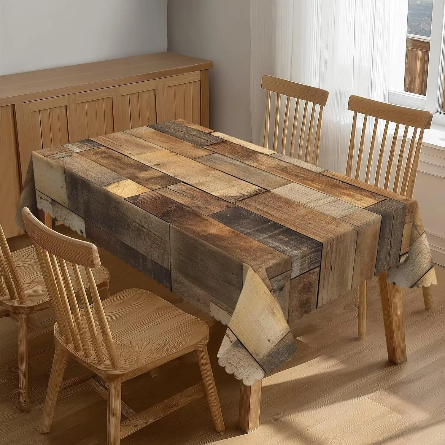 Western Cowboy Brown Wood Grain Rectangle Tablecloth for Table Decor Reusable Kitchen Dining Tablecloth Holiday Party Decor