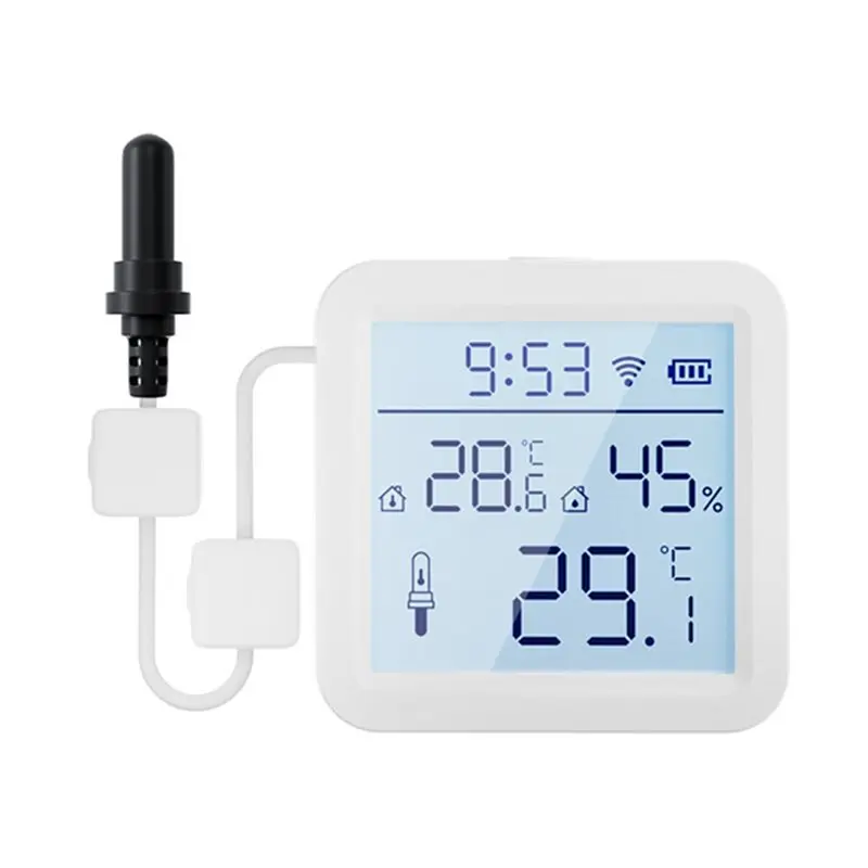 IALJ-Tuya Smart Home Wifi Thermo-Hygro Meter Temperature And Humidity Sensor With External Probe APP Remote Monitoring Data View