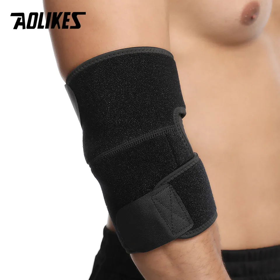 AOLIKES 1PCS Adjustable Elbow Support Wrap Brace Pad Strong Basketball Sports Elastic Elbow Injury Pain Relief Protector