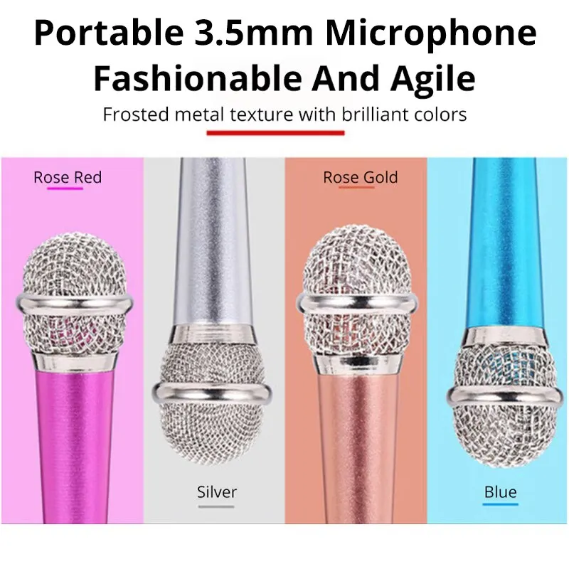 Przenośne 3.5mm Stereo Studio Mic KTV Karaoke Mini mikrofon dla inteligentnego telefonu Laptop PC Desktop podręczny mikrofon Audio