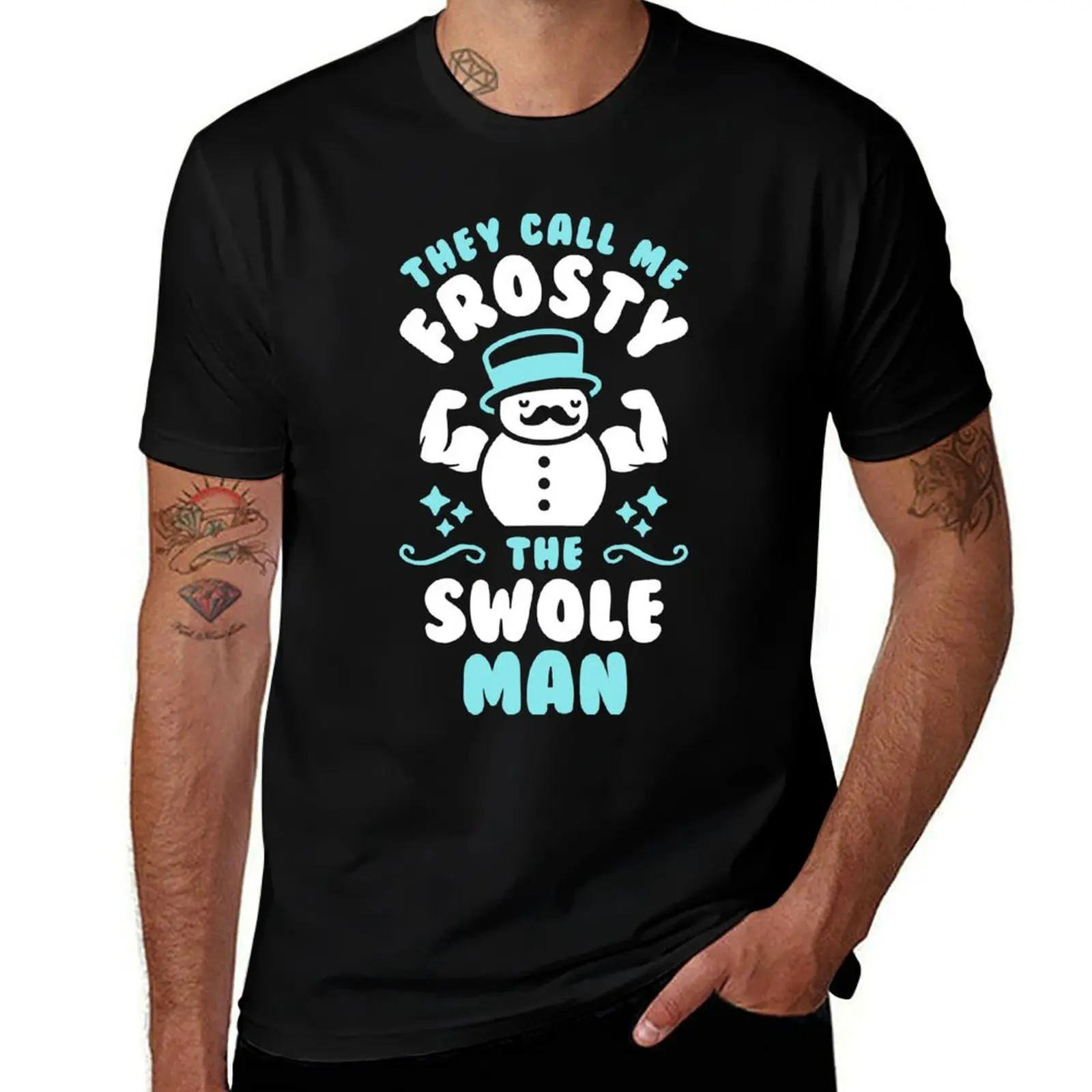 They Call Me Frosty The Swole Man T-Shirt Plus Size Solid Color T-Shirt