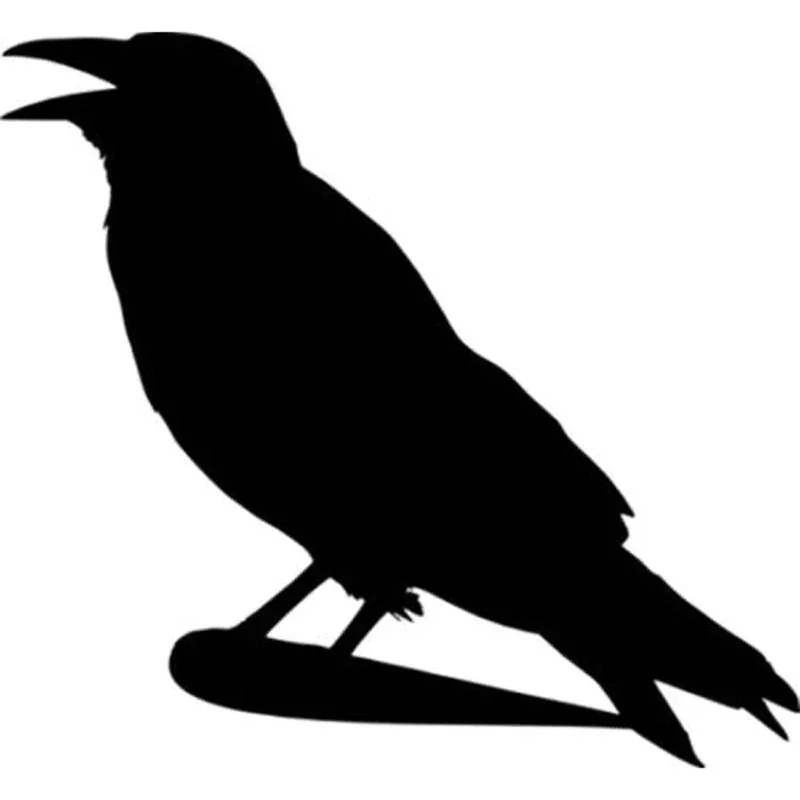 Waterproof Black Silver Engraved Crow Bird On Branches 15cm Vinyl PVC Car Glue Sticker