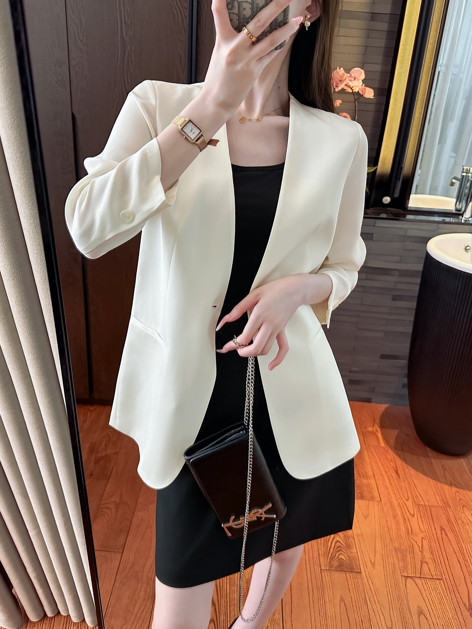 

You See Early Autumn Waist-Cinching Acetate Suit Jaet for Commuting Working Women Ele Sle Chinese Production
