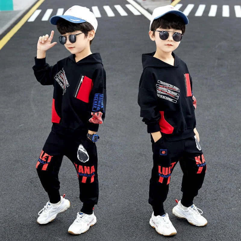

Boys Suit Sweatshirts +Pants Cotton 2Pcs/Sets 2022 Beauty Spring Autumn Thicken Sports Sets Kid Formal Sport Teenagers Children