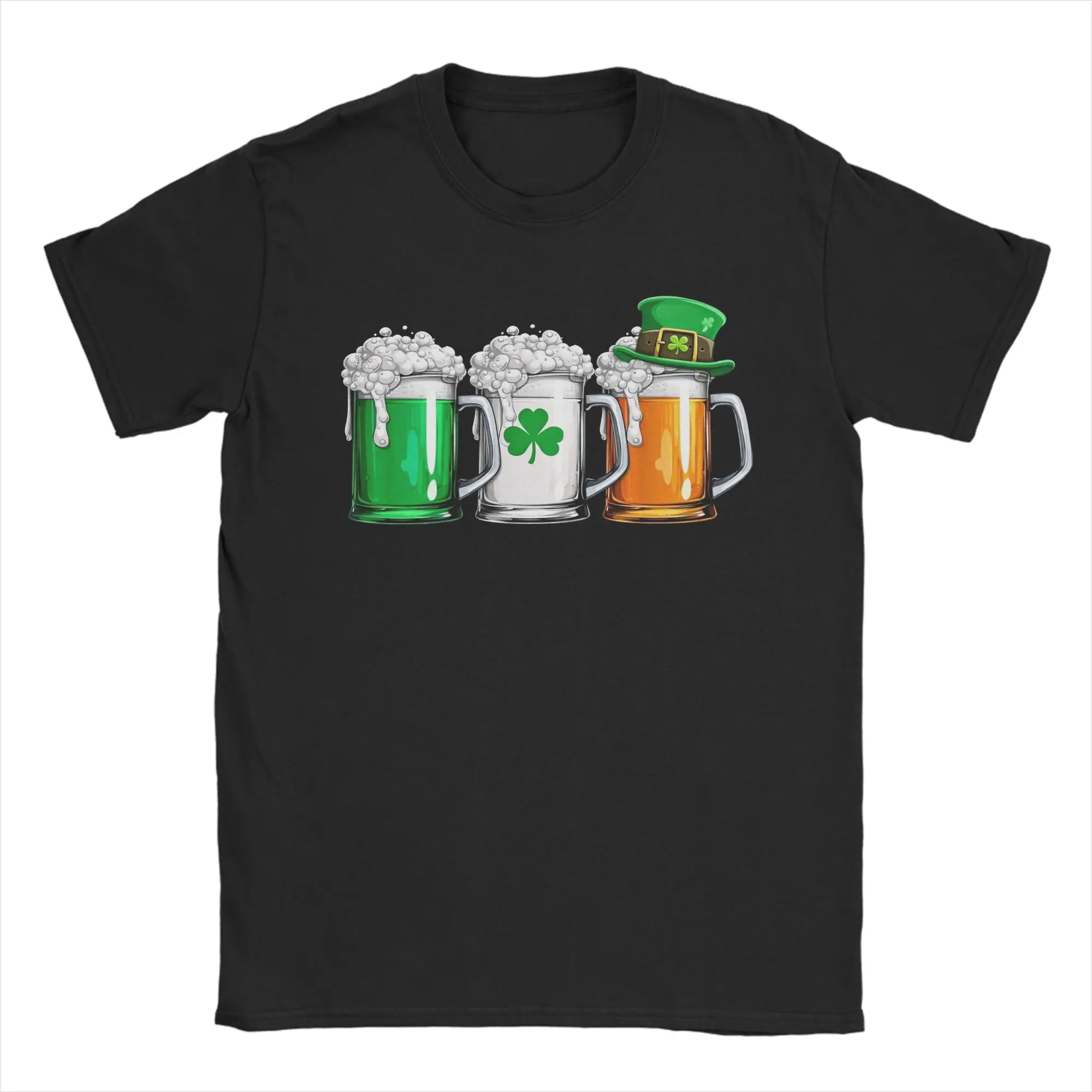 Men's Irish Beer Ireland Flag Saint Patricks Day T Shirts St Patricks Day Cotton Clothing Short Sleeve O Neck Tees T-Shirt