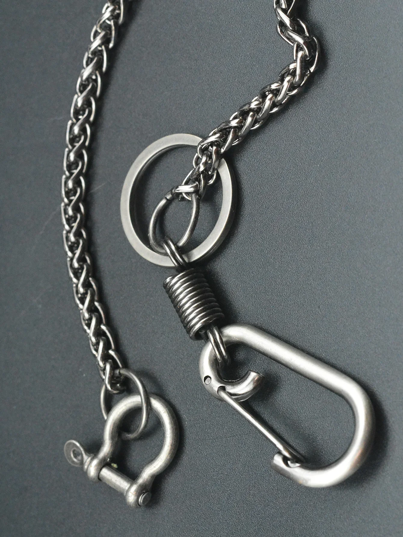 Gothic Chunky Gunmetal Trousers Jeans Wallet Chain Keychain Metal Spring Carabiner Buckle Clips Belt Chain Shackle