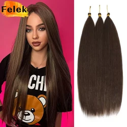 Ariel-extensiones de cabello sintético para mujer, pelo sintético liso de cola de caballo, trenzas de ganchillo, color marrón y Rubio, 30 pulgadas