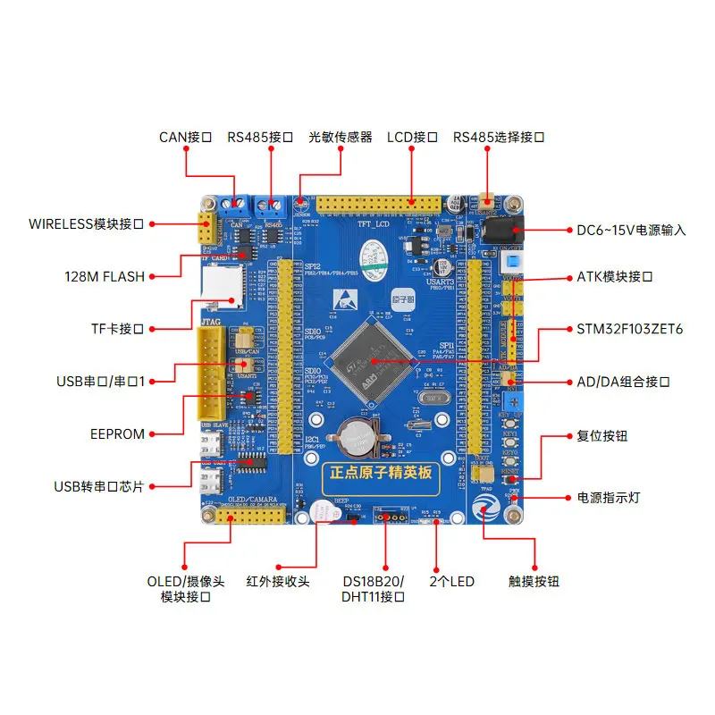 Papan pengembangan STM32F103ZET6, kit pembelajaran ARM tertanam