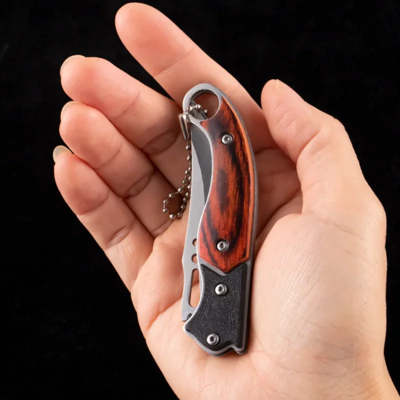 Portable Folding Pocket Knife, Stainless Steel Blade, Travel Camping Unboxing Cutting Tool, Keychain Pendant, Holiday Gift