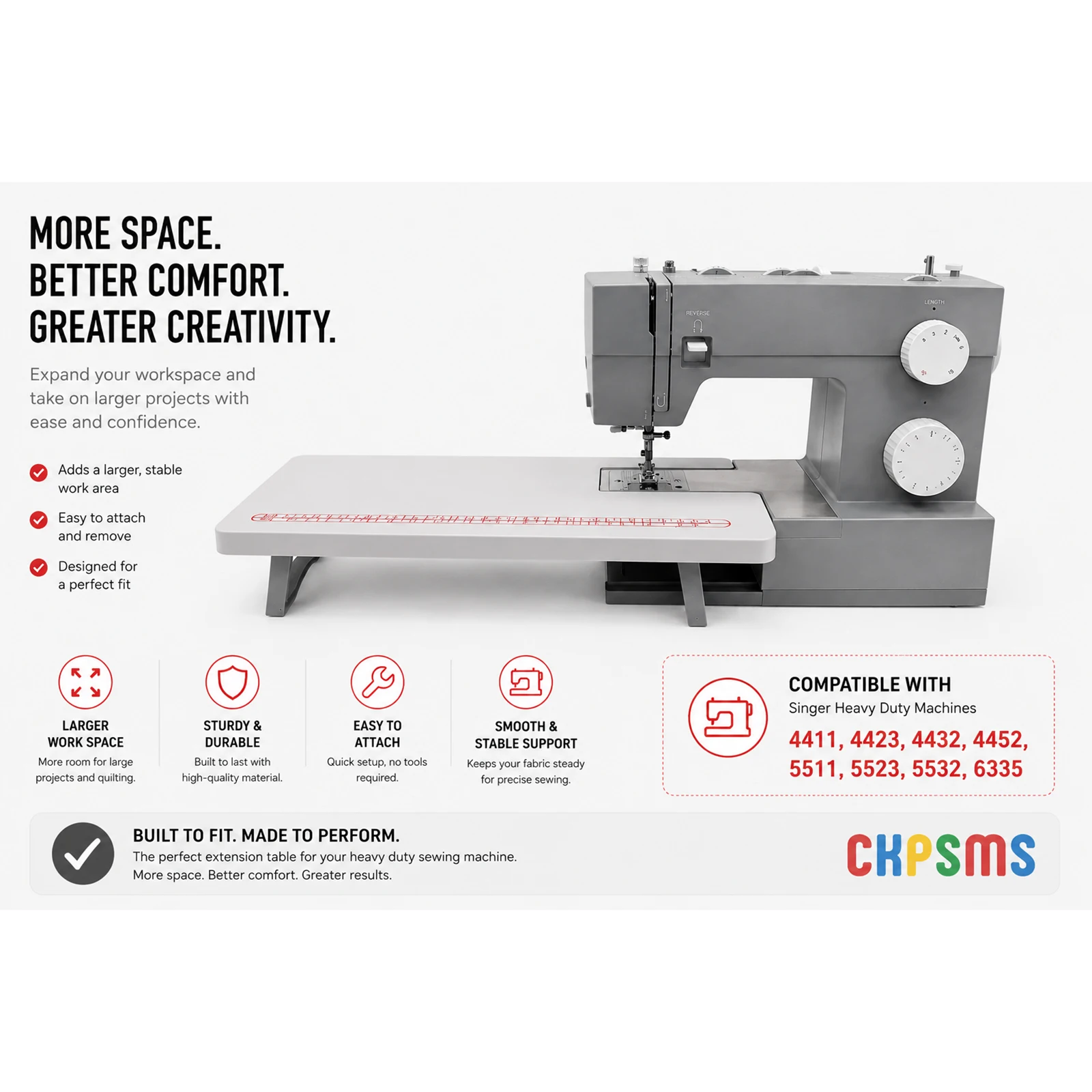 1PCS #KP-19242 EXTENSION TABLE FOR SINGER 4411, 4423, 4432, 4452 ,5511, 5523 Heavy Duty Sewing Machines