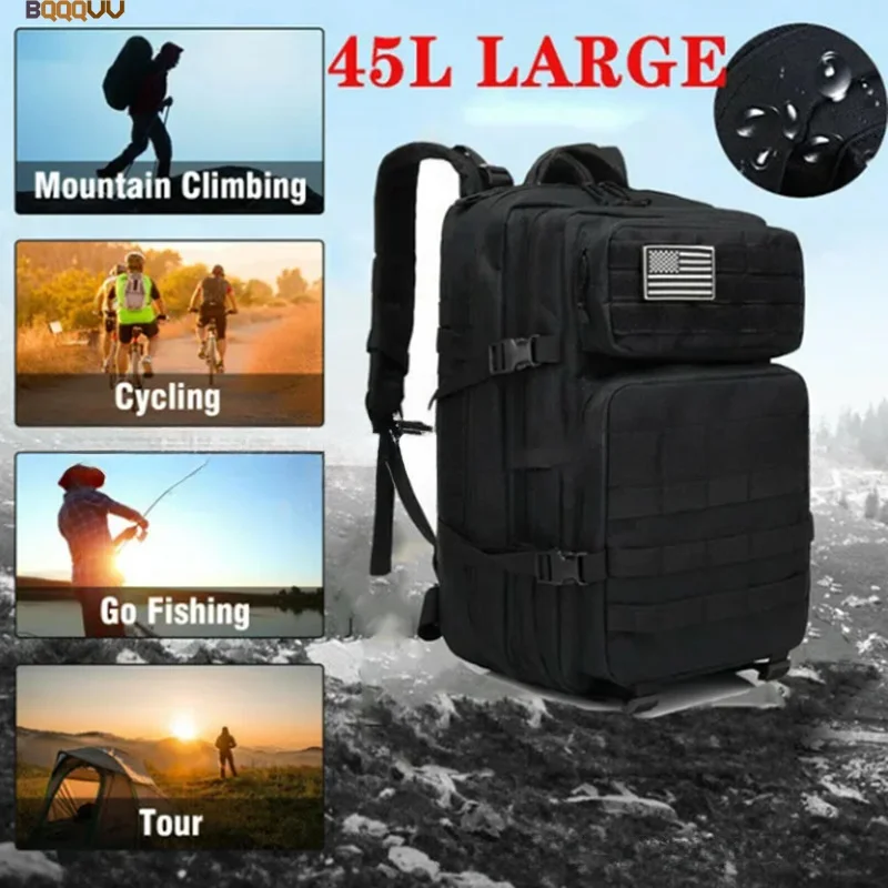 

Molle Waterproof Tactical Backpack for Men, Molle Daypack, 3 Day Bug Out Bag, Hiking Rucksack, Outdoor Camping, 45L, 1Pc