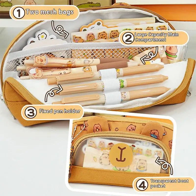 

Милый пенал с животными, сумка для канцелярских принадлежностей, большая емкость, милый внешний вид, органайзер для канцелярских принадлежностей, портативный для студентов-подростков