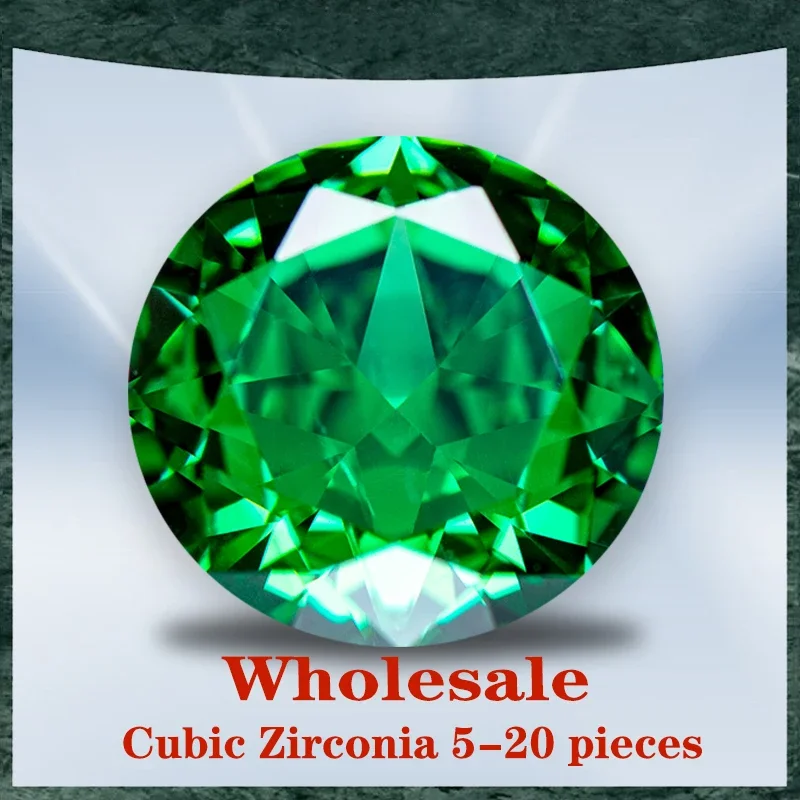 

Cubic Zirconia Wholesale No Certificate Crushed Ice Cut Round Shape Dark Green Color Charms Beads for Jewelry Making Materials
