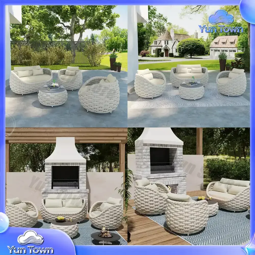 Fulinhigh Quality Luxury Solid Teak Furniture Outdoor Patio Furniture Deep Teak Seating Sofa Set Large Garden Set