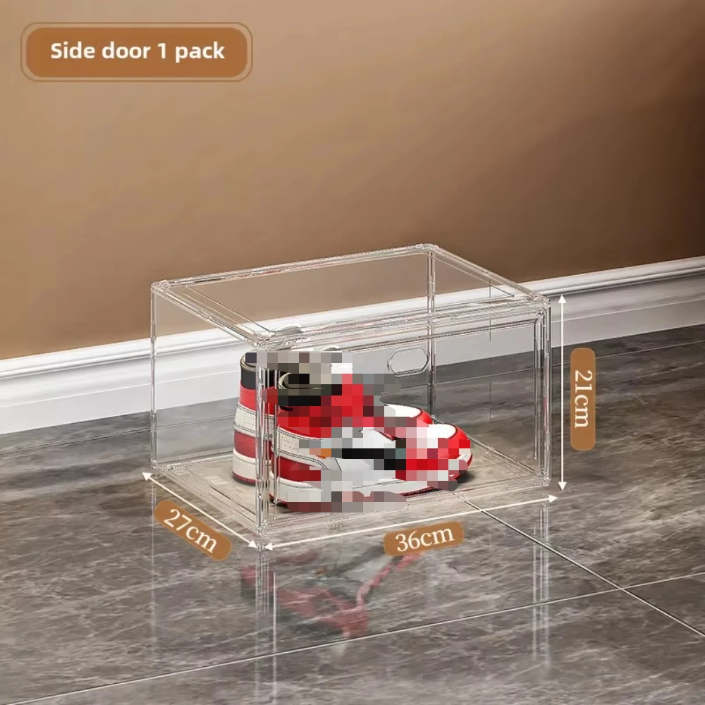 Large AJ Sneaker Organizer Box Thickened Transparent Shoe Box with Magnetic Closure Stackable Multi-Layer Shoe Storage Organizer