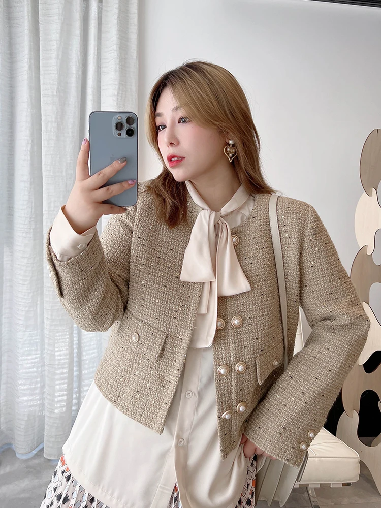 

Vogana Modern Retro Woolen ort Coat Autumn Winter Faionable Pear aped Women's Large Size Commute Sle Button up Cardigan