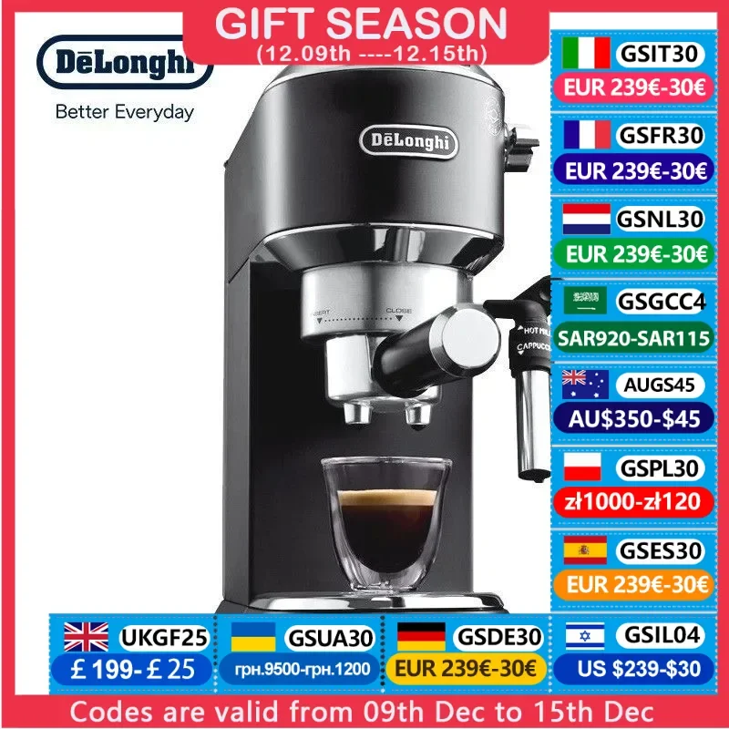 Delonghi Semi-automatic Espresso Machine 15Bar Household Coffee Maker 1-2 Cups Coffee Milk Foam Machine EC685