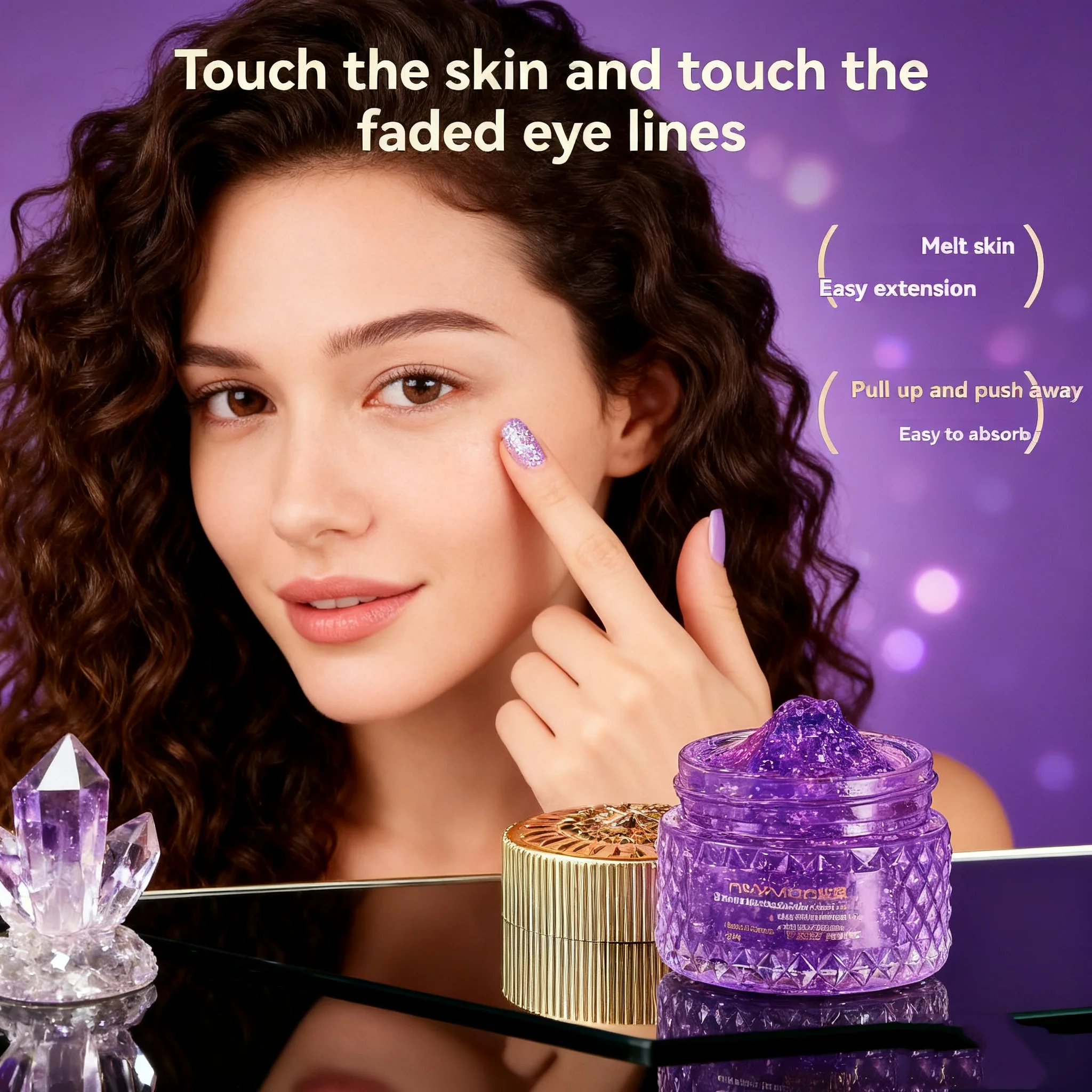 

Фиолетовый кристаллический крем для глаз против морщин с овечьей плацентой и двойным коллагеном