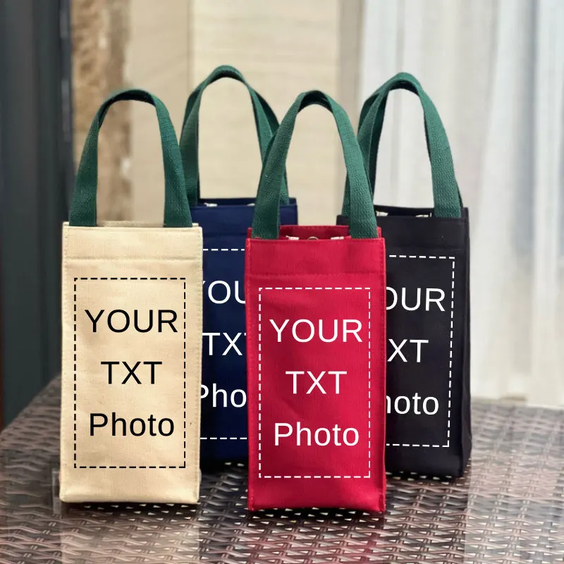 Customization TXT/Photo DIY Handheld Cup Portable Tote Bag Double-Layer Water Bottle Holder for Thermos Umbrella Cosmetic