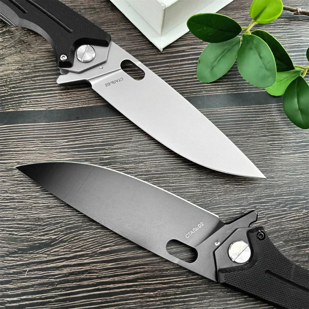 Folding Pocket Knife Russian HOKC Flipper D2 Drop Point Blade G10 Handle Hunting Knife Sharp Self Defense Survival Portable Tool