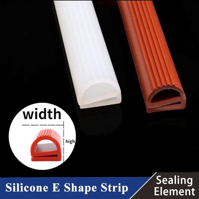 1/3M Silicone E Shape Strip Rubber Sealing Strip E-shaped E-strip High Temperature Oven Oven Sealing Strip White/Red