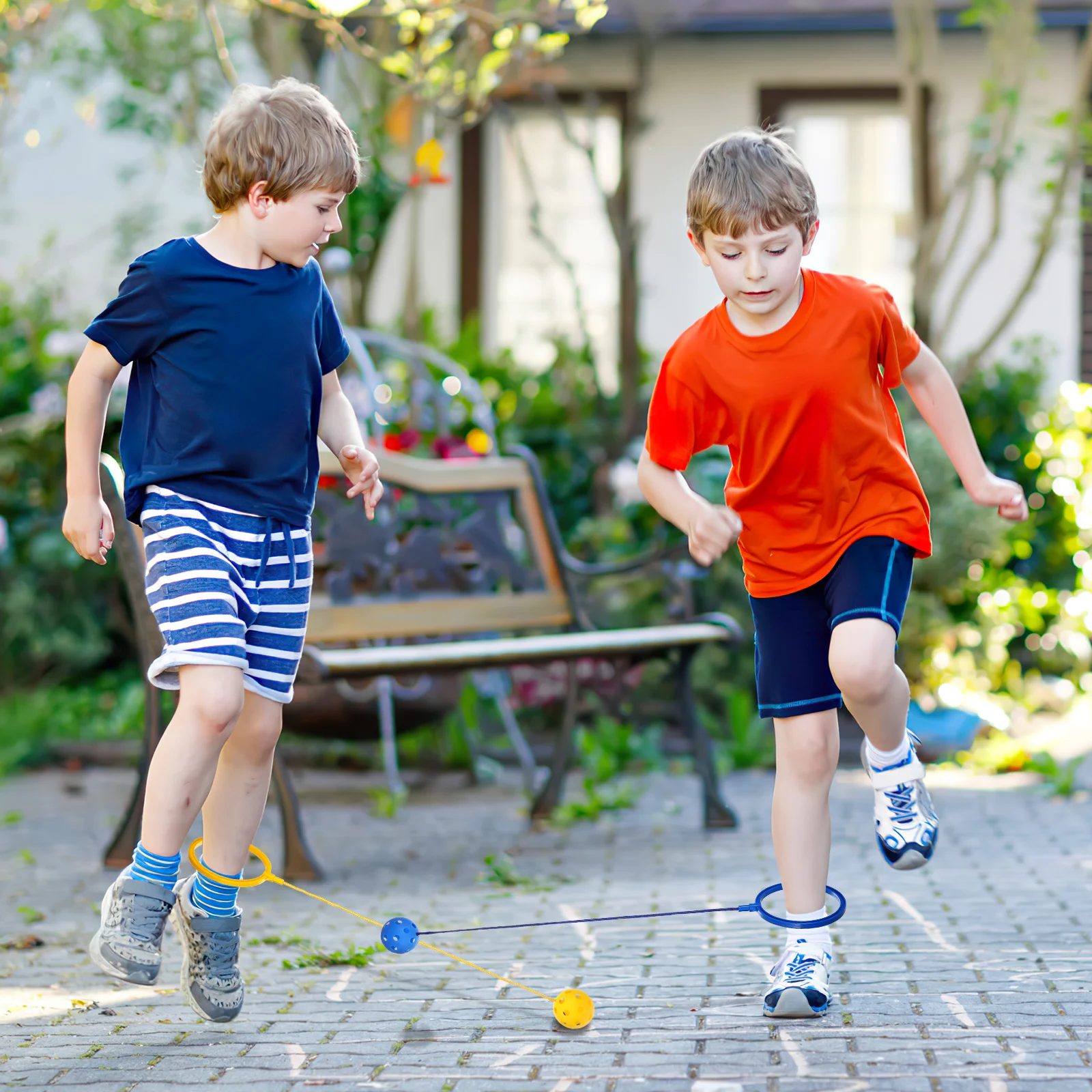 4-delige stuiterende bal springtouw voor kinderen Skip Balls Outdoor speelgoed enkel springringen Plastic speelgoed Fitness