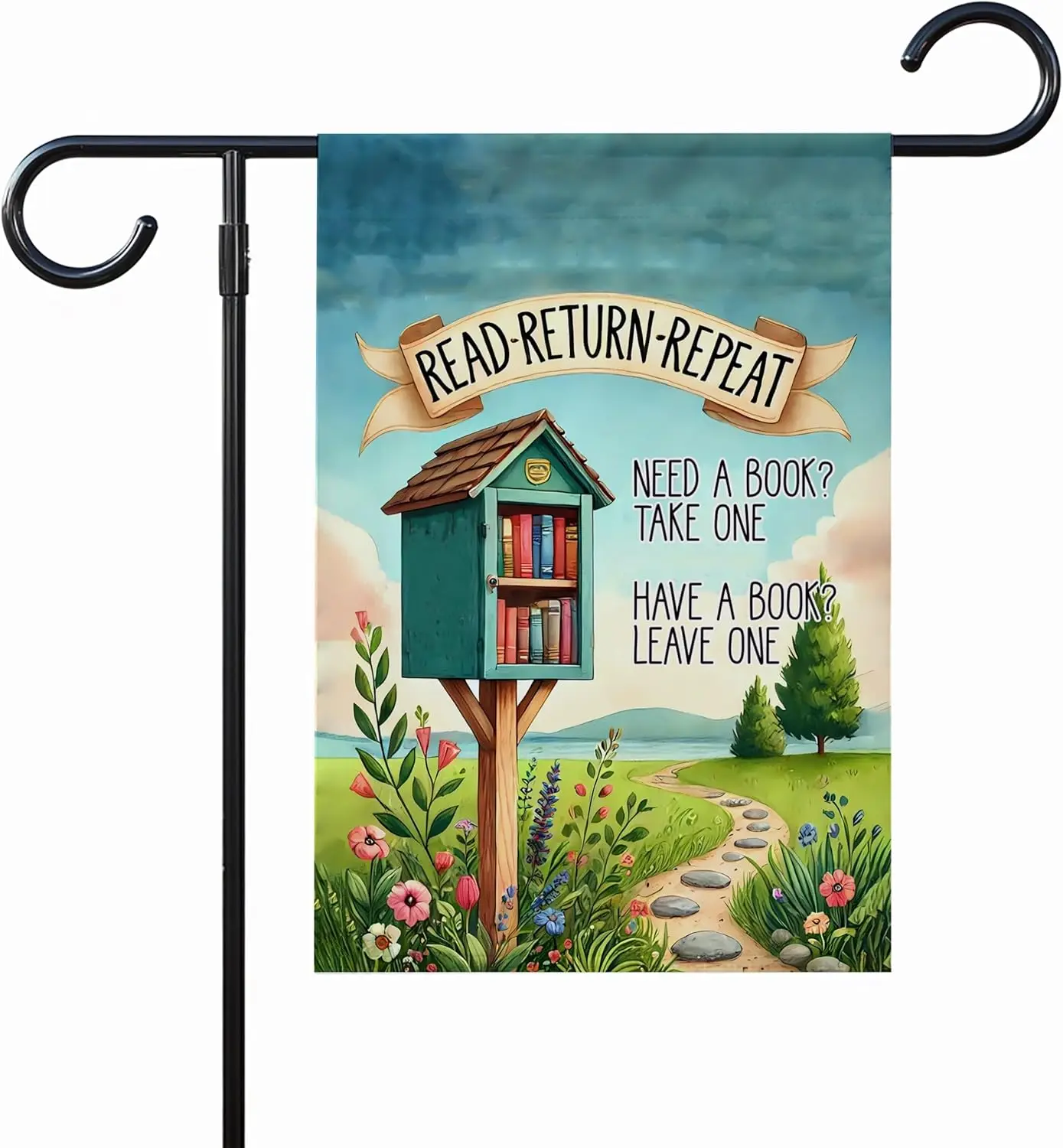 Read Return Repeat Garden Flag - Need A Book Take One Have A Book Leave One Yard Sign - Books Theme - Ideas Outdoor Decorati WWP