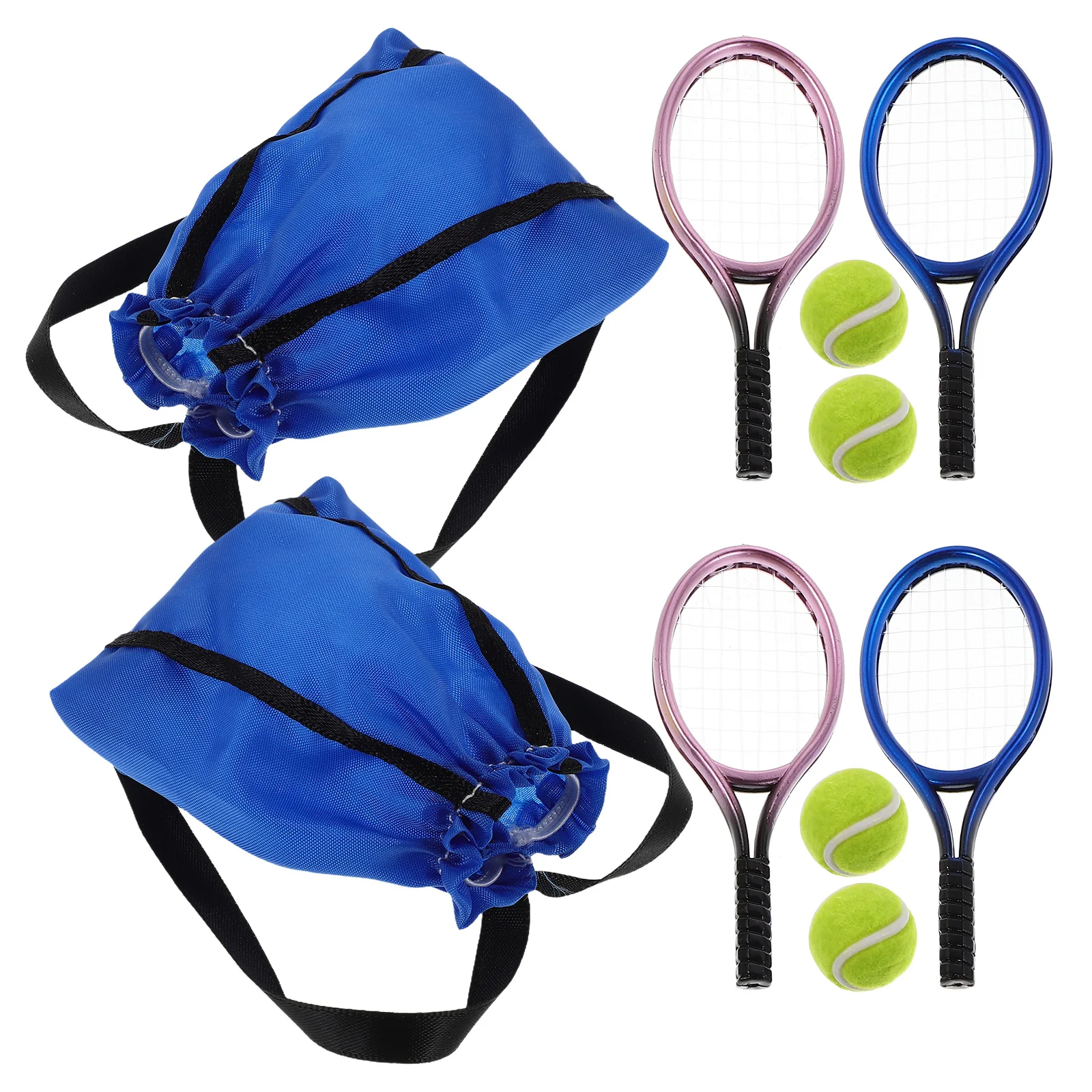 

2 set Mini Tennis Racket For Kids Realistic Dollhouse Sports Decoration Accessories Lightweight Playset Props Simulated