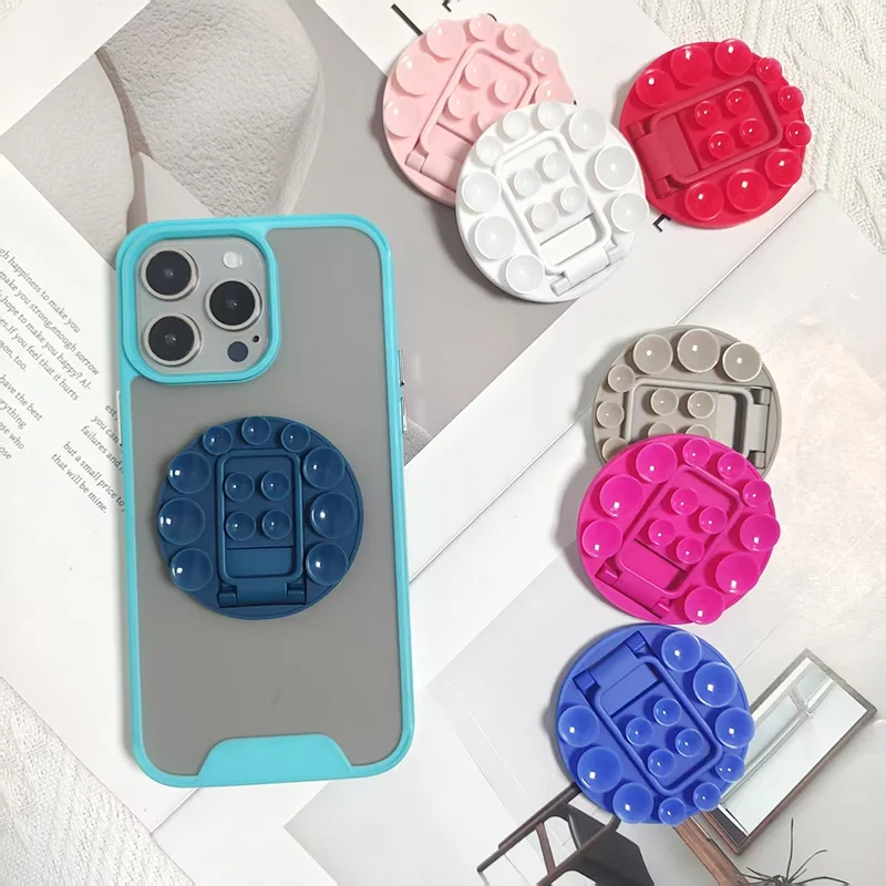 Universal Round Double Sided Sucking Disc ผู้ถือโทรศัพท์ขาตั้งโทรศัพท์มือถือซิลิโคนดูดถ้วยโทรศัพท์ Mount สําหรับผนังกระจก