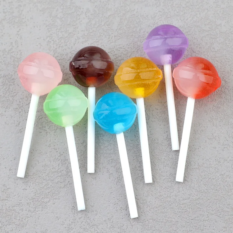 10pcs Simulated Sugar Candy Lollipop Charms Resin Cabochon Decoration Craft Ornament Fittings Diy Food Pendant Jewelry Material