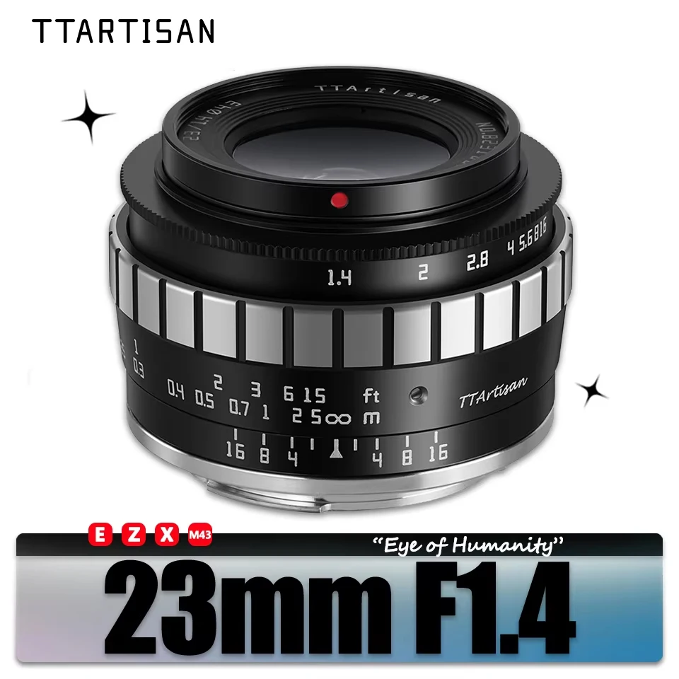 TTARTISAN APS-C 23mm F1.4 Große Blendenöffnung Kameraobjektiv für Menschenfotografie Fuji XT100 Sony A6600 Nikon Z50 ZFC M43-Anschluss