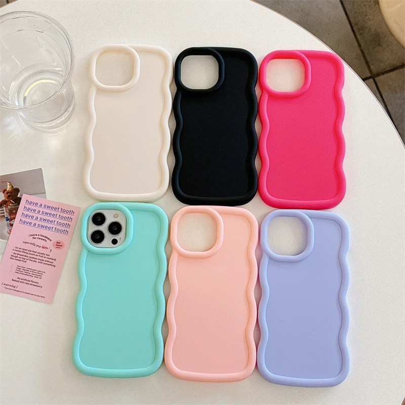 Wave Side Liquid Silicone Phone Case For iPhone 11 12 13 14 15 16 Pro Max Mini Xs X XR 6 6s 7 8 Plus SE Cream Soft Cover Fundas #6