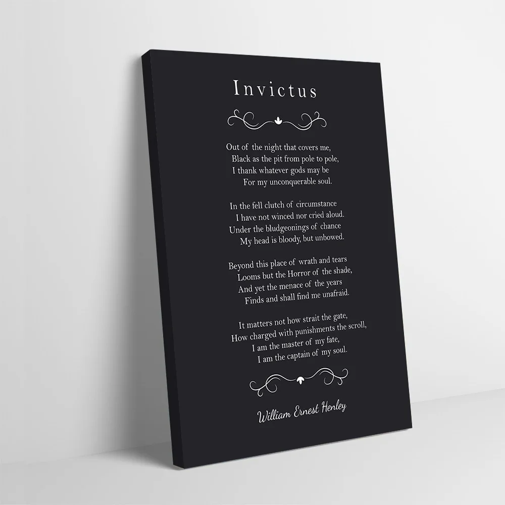 Póster con impresión de poemas de Invictus, imágenes personalizables, cuadro sobre lienzo para pared, regalo para decoración de juegos, decoraciones para habitación y dormitorio