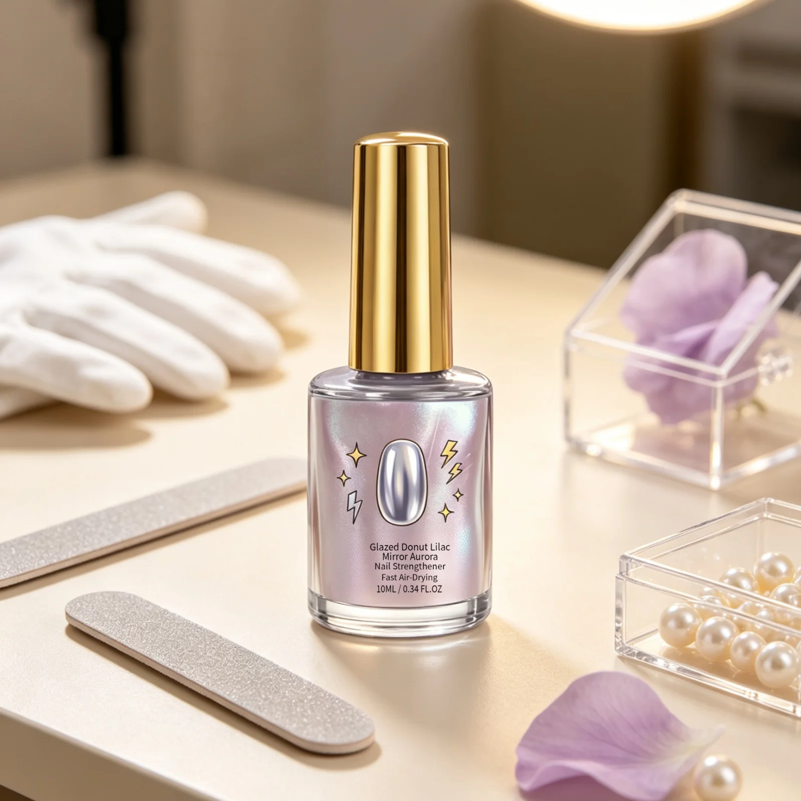 Mirror Aurora Nail Polish Glossy Quick Dry Color Retention Non Irritating All Match Daily Nail Art Light Purple Nail Polish 10ml